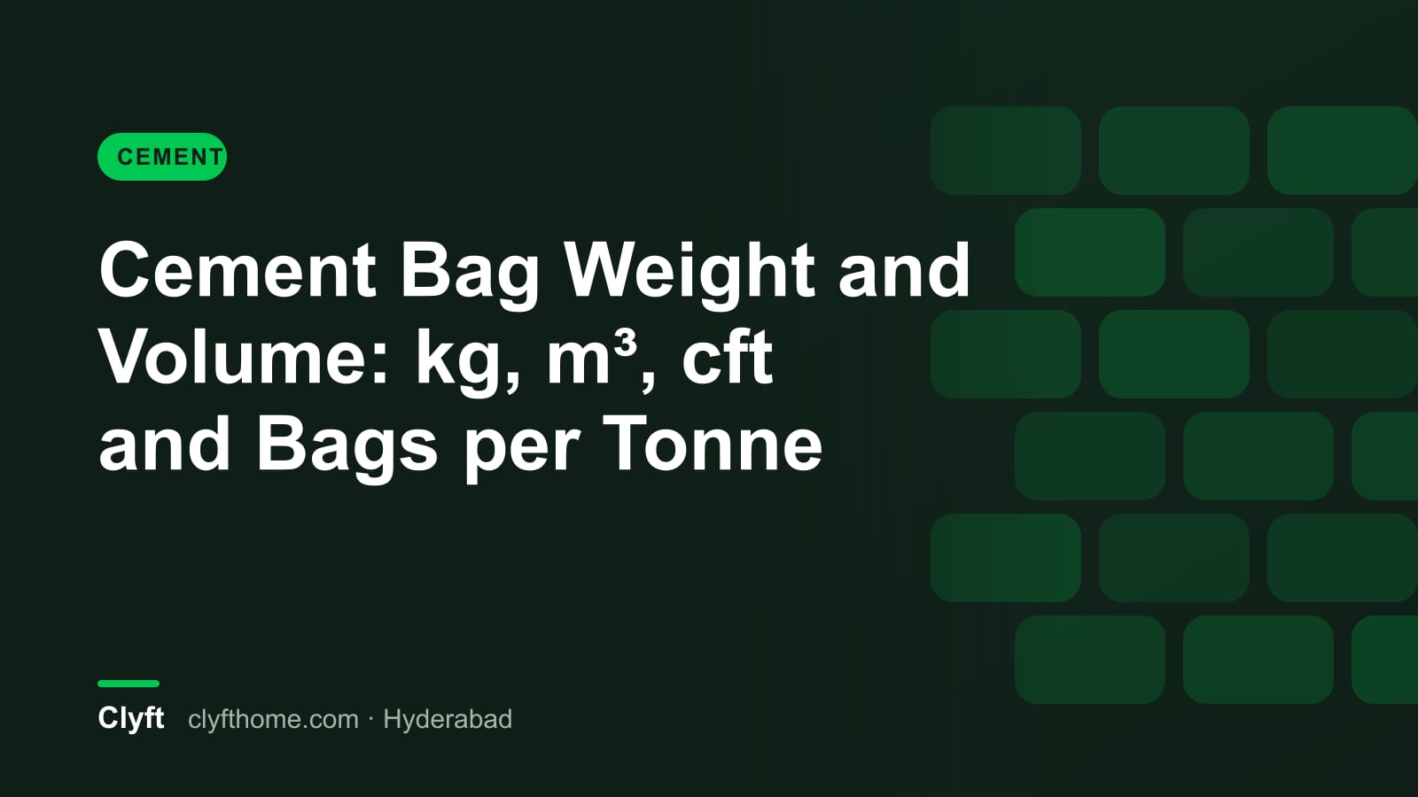 Cement bag weight and volume conversions