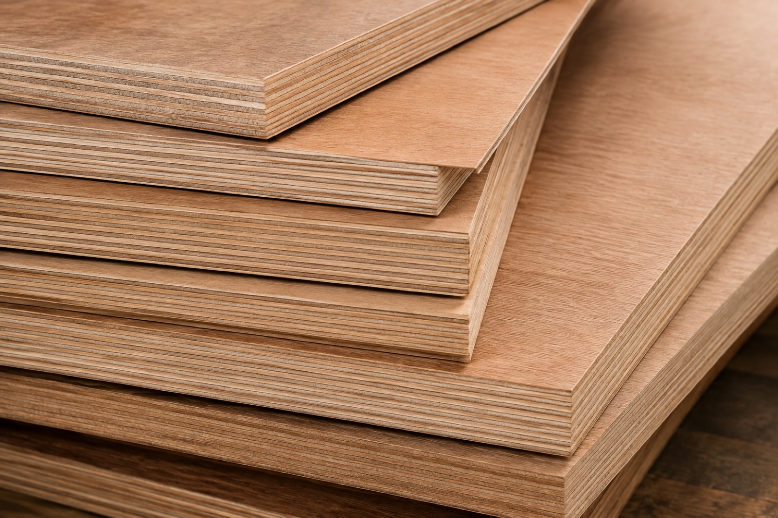 Stacked plywood sheets of different thicknesses, illustrating a plywood buying guide for India